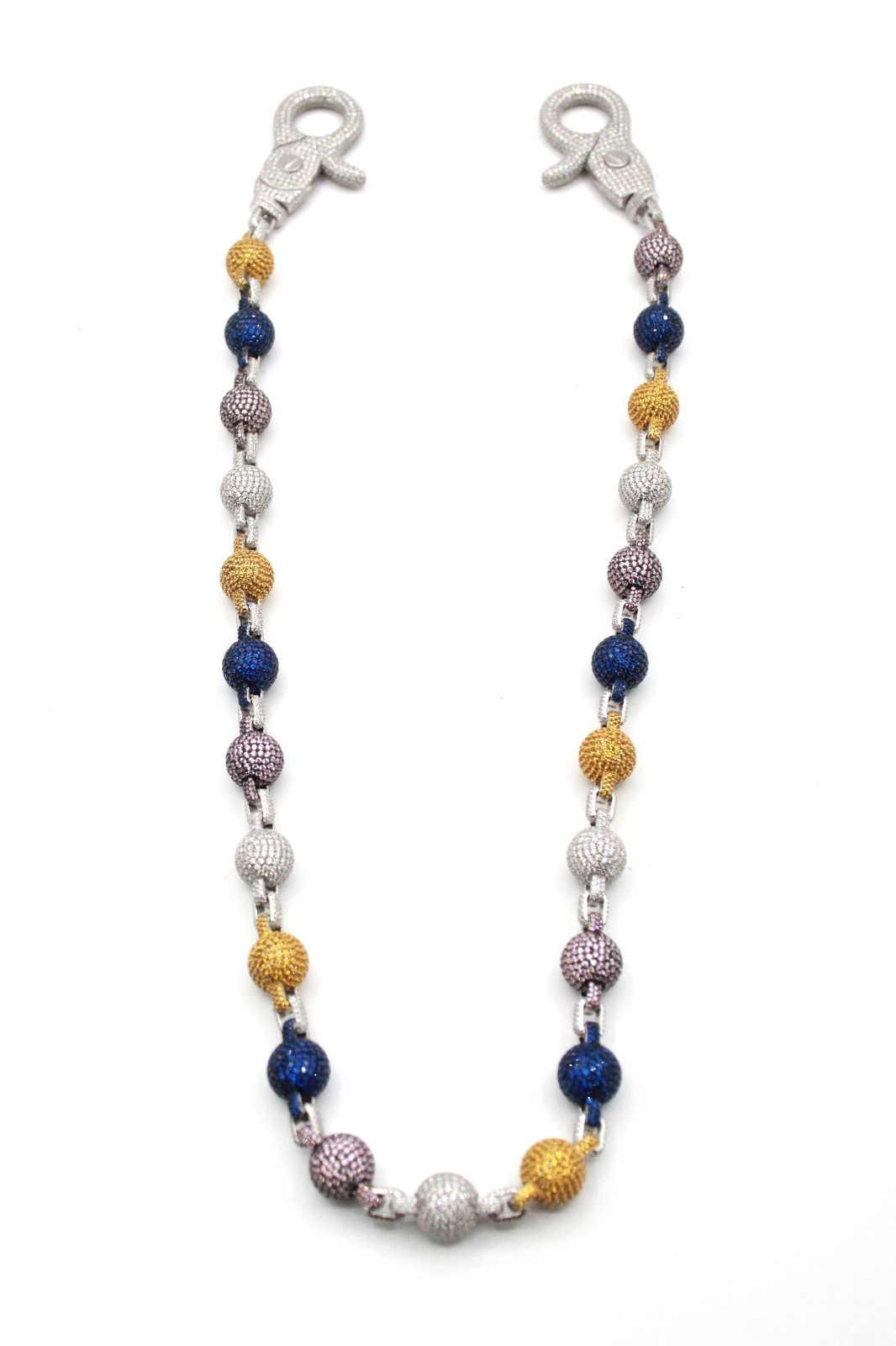 Custom Ball Link Pocket Chain, Moissanite 28.5″ 377 Grams .925