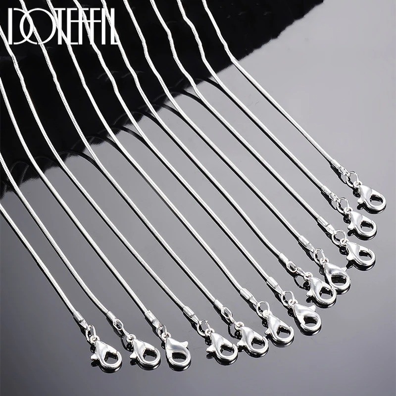 5/10PCS wholesale 925 sterling solid silver 1MM 16-30inch snake chain necklace