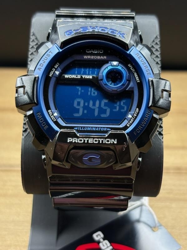 Casio G-Shock G-8900A-1 Glossy Black Blue Dial Digital Men’s Watch 200M NIB