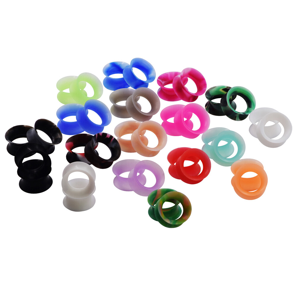 1Pair Silicone Soft Ear Tunnels Plugs Gauges Earskin Earlets Expander 2g-3/4″