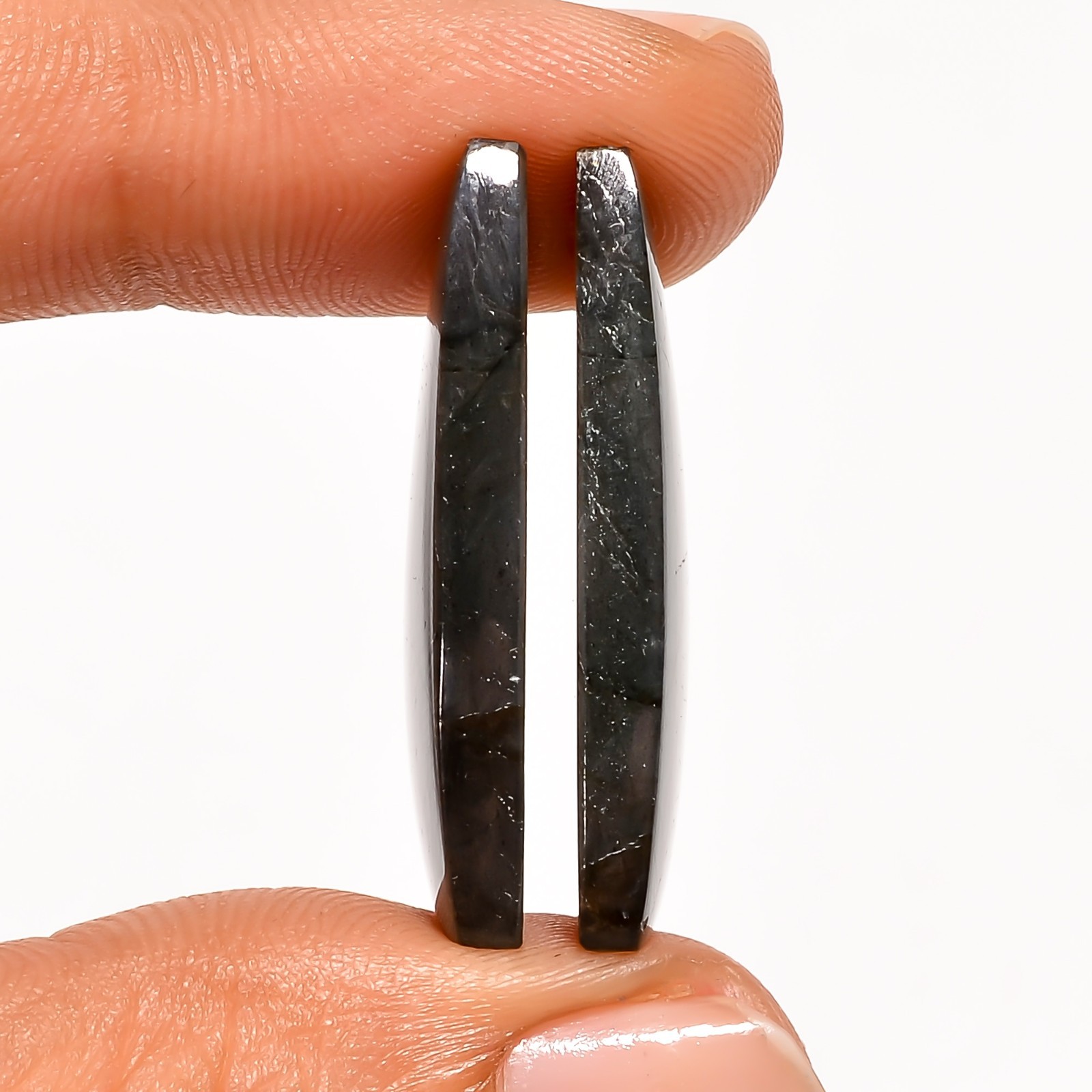 Natural Labradorite Gemstone Matching Pair 30x23mm Triangle Shape Earrings Stone