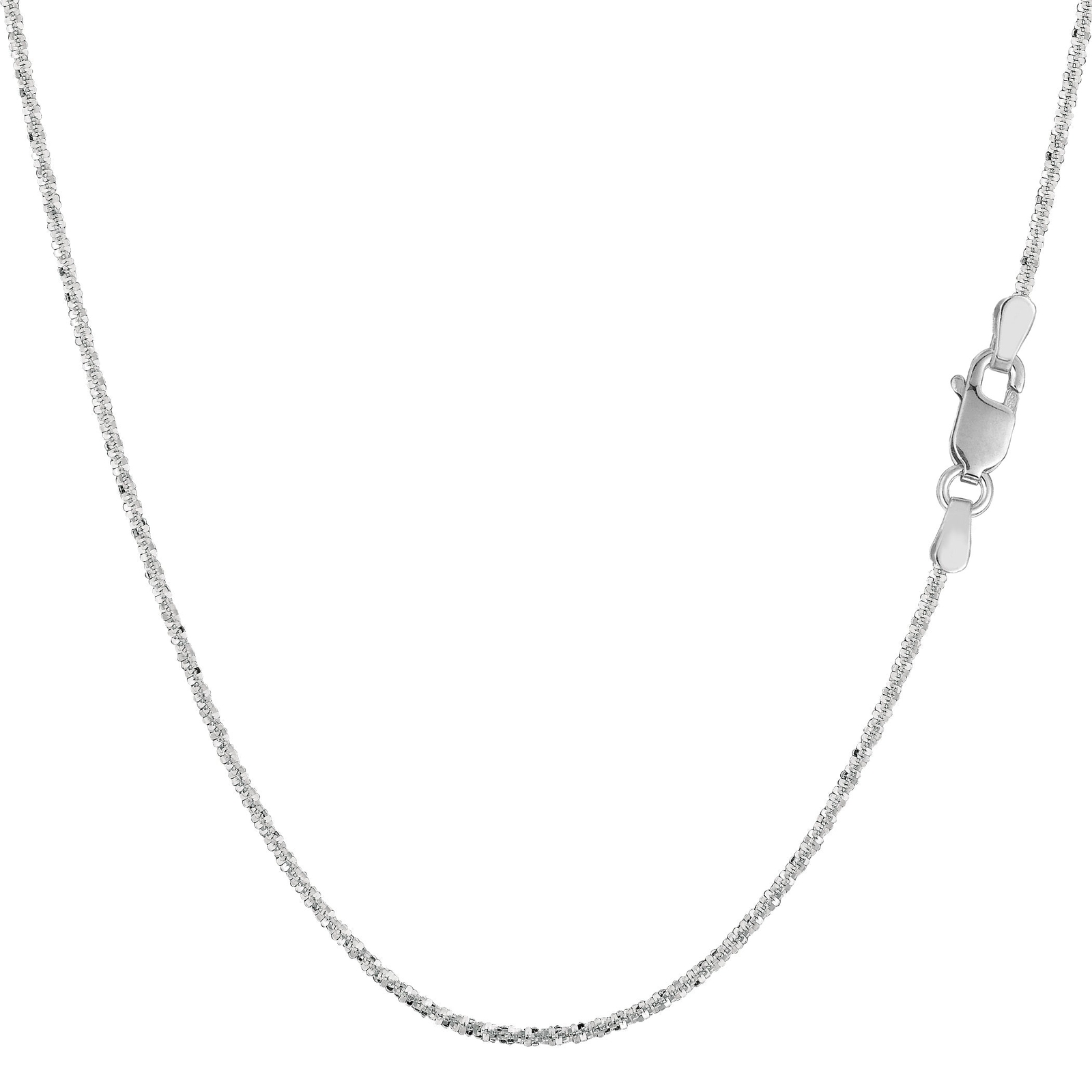 14k White Real Gold Sparkle Chain Necklace, 0.9mm, 16″
