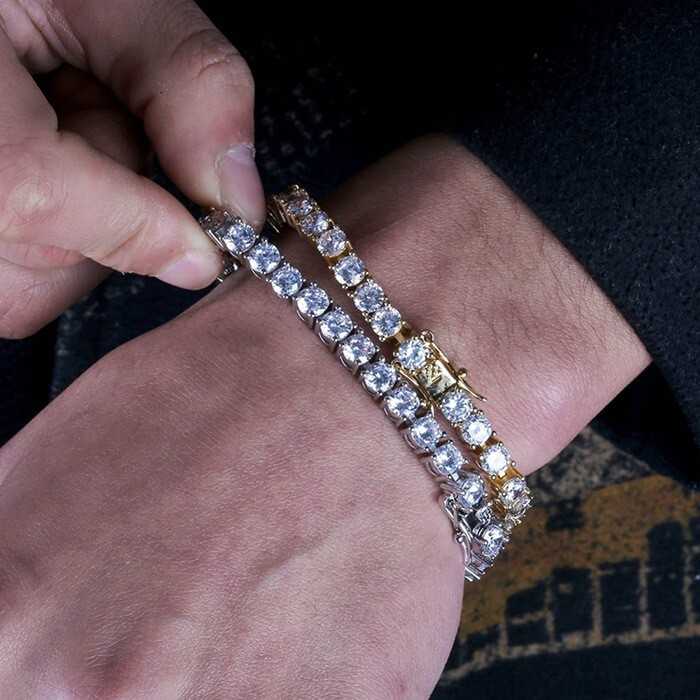 Mens Gold Plated Solid Stainless Steel Tennis Chain Necklace Bracelet 3mm-6mm