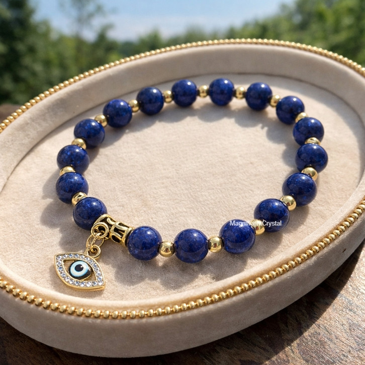 Lapis Lazuli Evil Eye Bracelet Crystal Healing Good Luck Protection Jewelry Gift