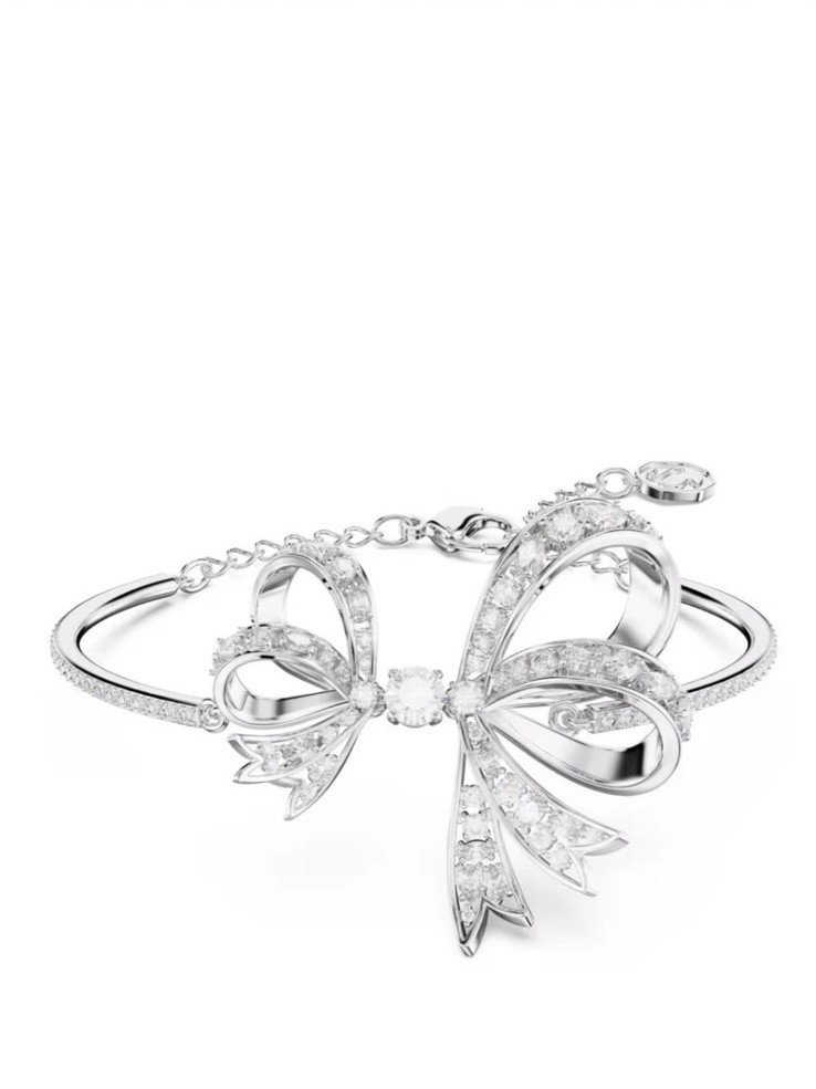 Swarovski Volta bangle Bow, White, Rhodium plated-5647563 New