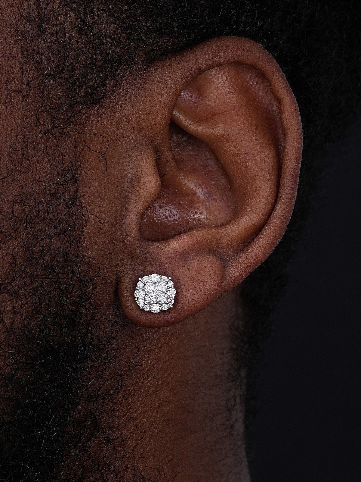 Real Solid 925 Silver Iced Simulated Diamonds Earrings 1/3″ Cluster Round Studs
