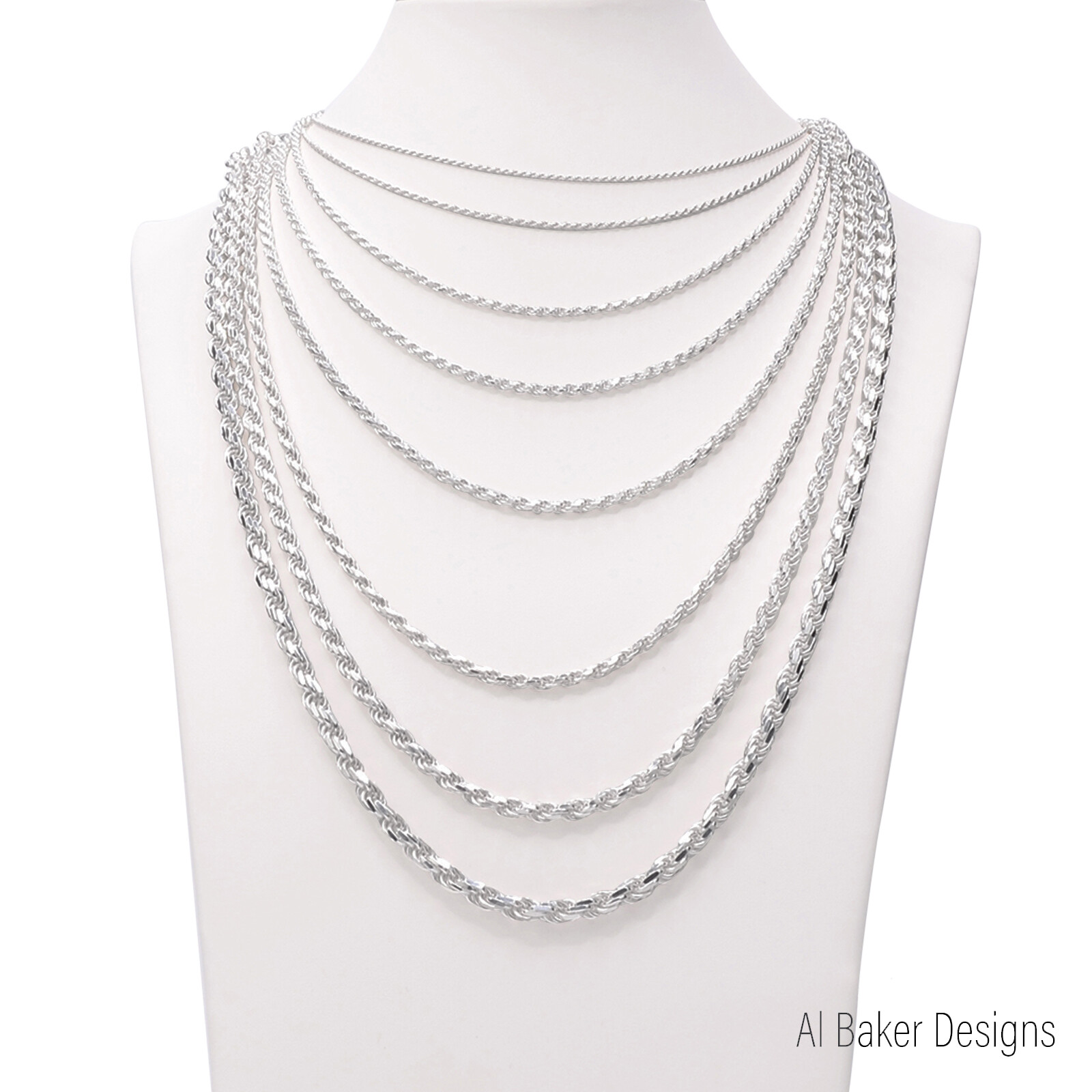 Italy 925 SOLID Sterling Silver Diamond-Cut ROPE Chain Necklace or Bracelet