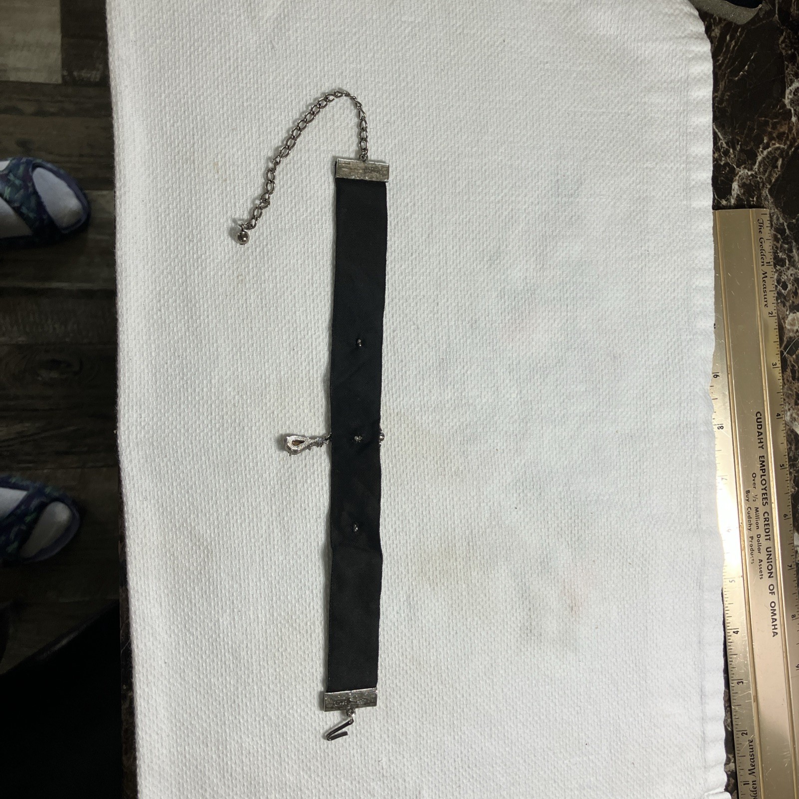 Arthur Pepper Signed ART Choker Necklace Black Velvet with Gun Metal Accents