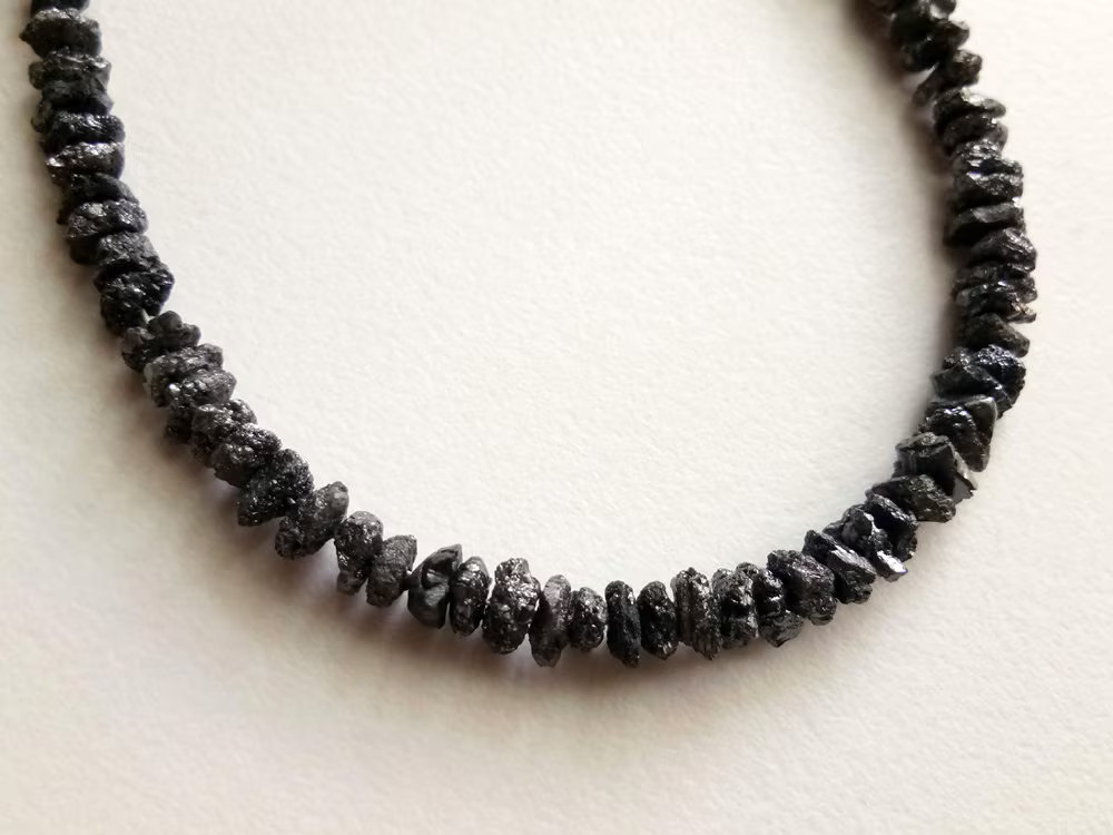 5mm Black Rough Diamond Beads, Black Raw Diamond Beads, 0.5mm Drilled Hole Black