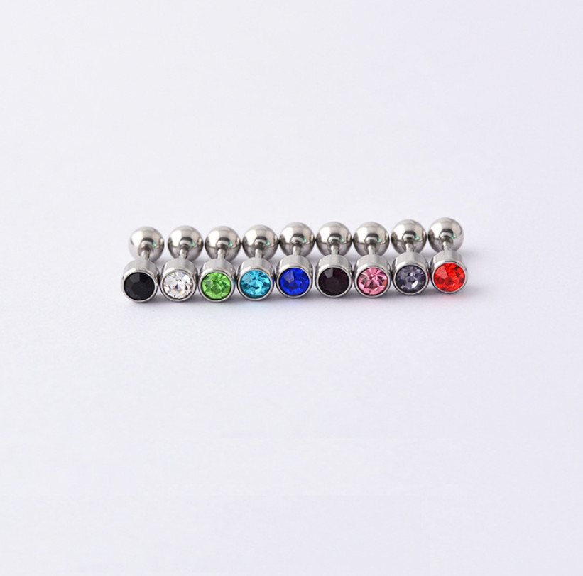 2Pcs 316L Stainless Steel 4mm Round CZ Earrings Screw Back Stud Men Women S10