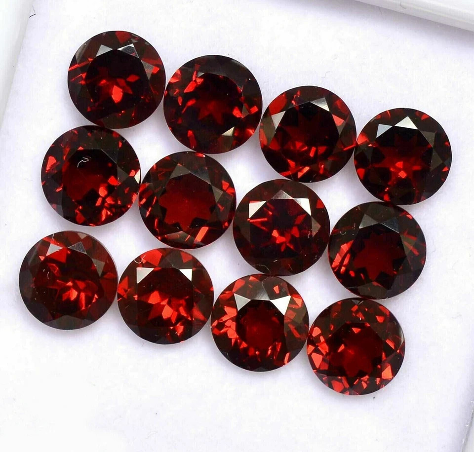 AAA+ Natural Top Quality Garnet Faceted Round Shape Loose Gemstone