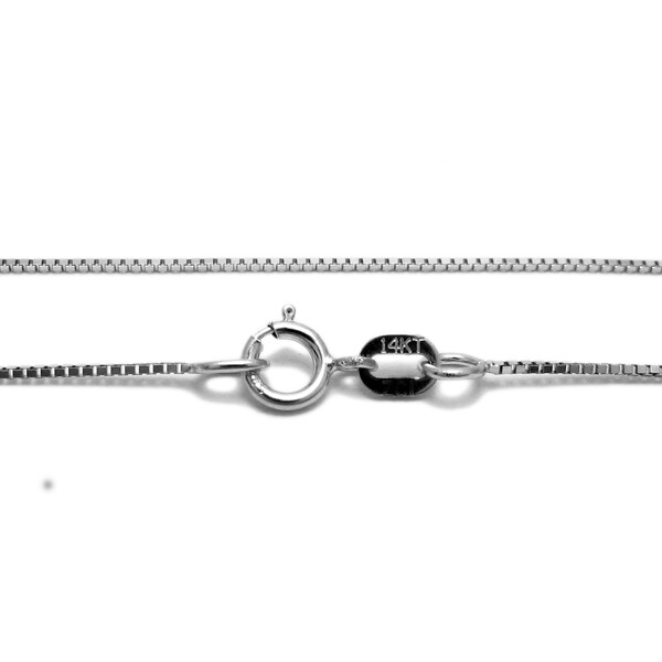 Guaranteed Genuine 14K White Gold Box Chain Necklace 0.6mm 16″-24″