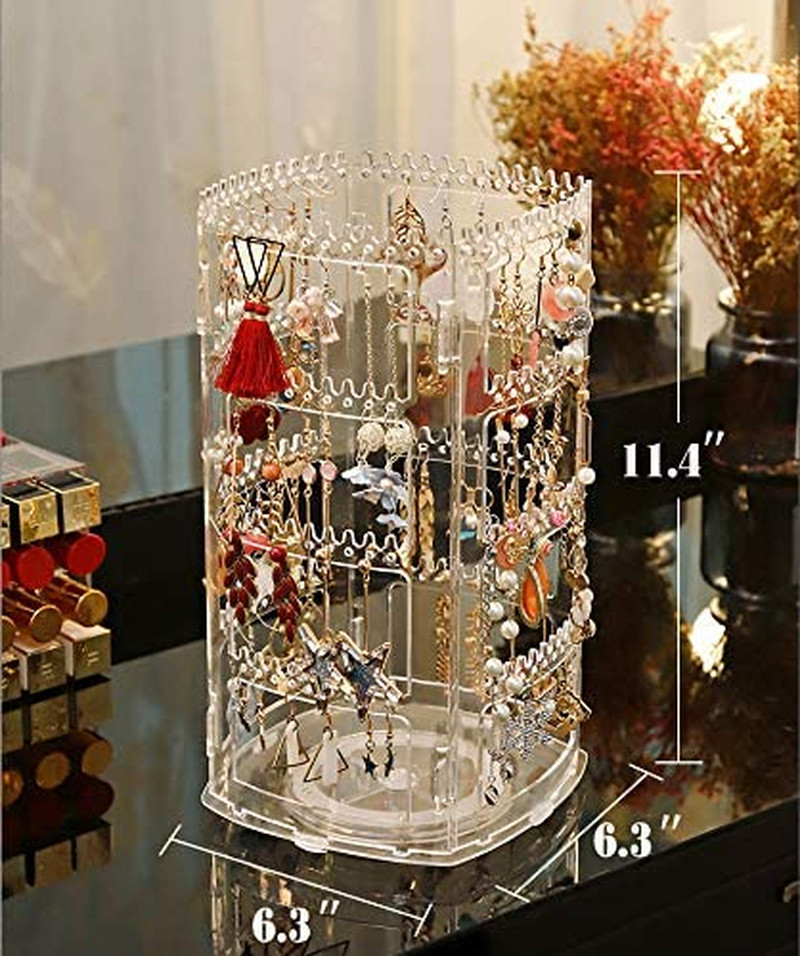 Sooyee 360 Rotating Earring Holder and Jewelry Organizer, 4 Tiers Jewelry Rack D