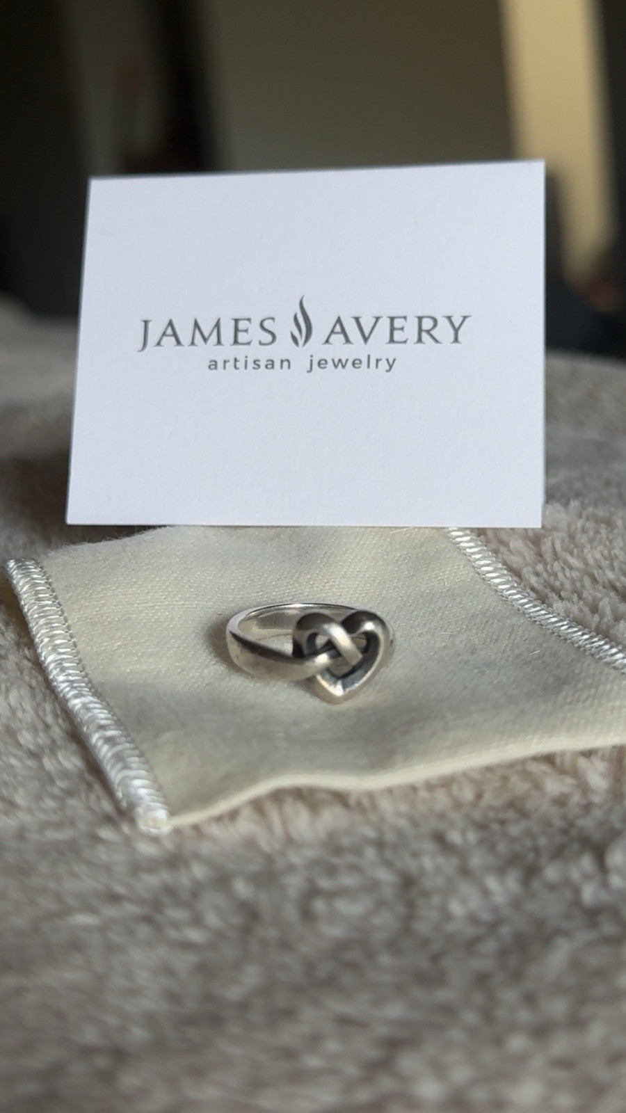 James Avery Sterling Silver Love Heart Knot Ring Retired JA 925 Size 6.75