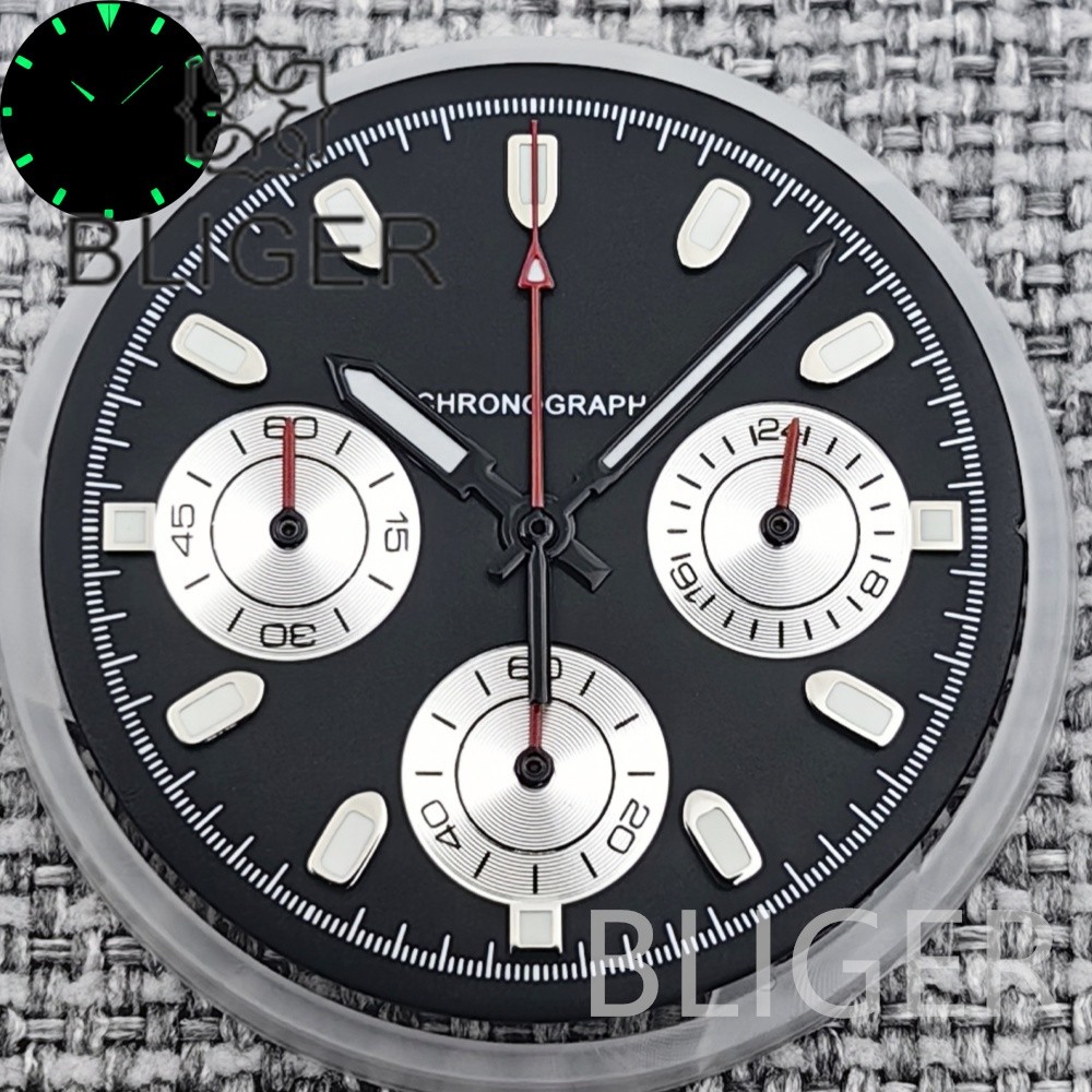 30mm Green Luminous Watch Dial + hands Date Fit vk63 Movement