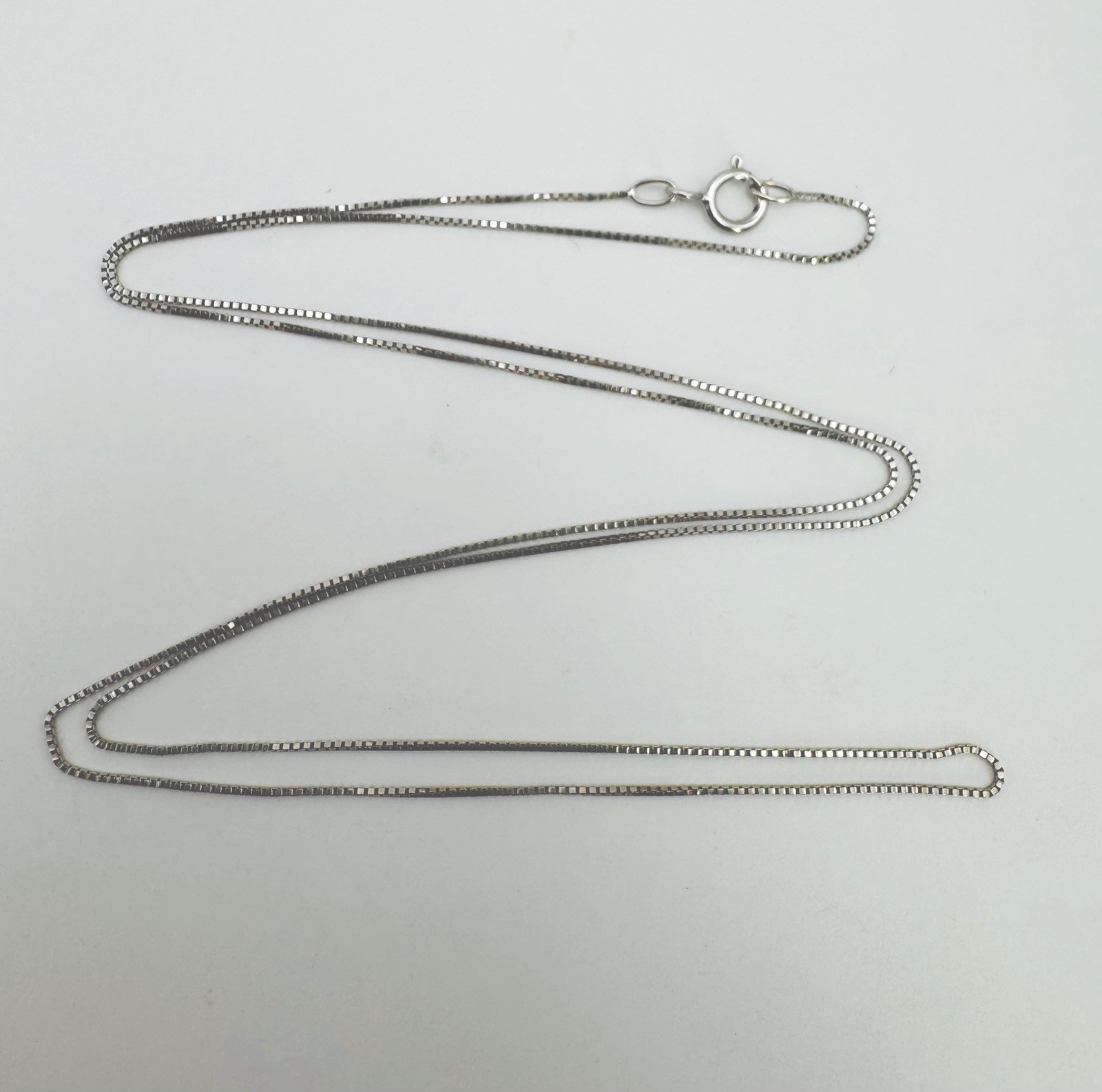 14K 585 Solid White Gold 19” Box Chain Necklace Unisex