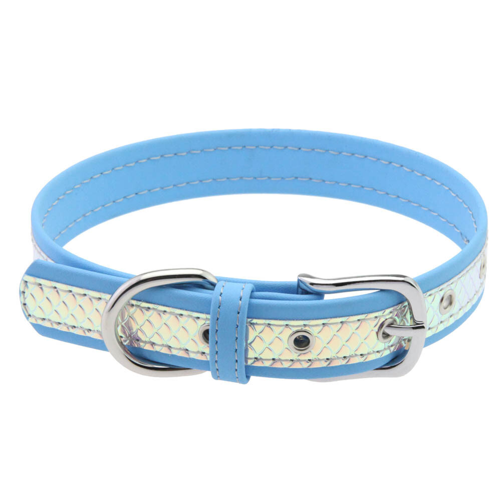 Double Color Splicing Sequined Fish Scale Leather Choker Collar Necklace Chain