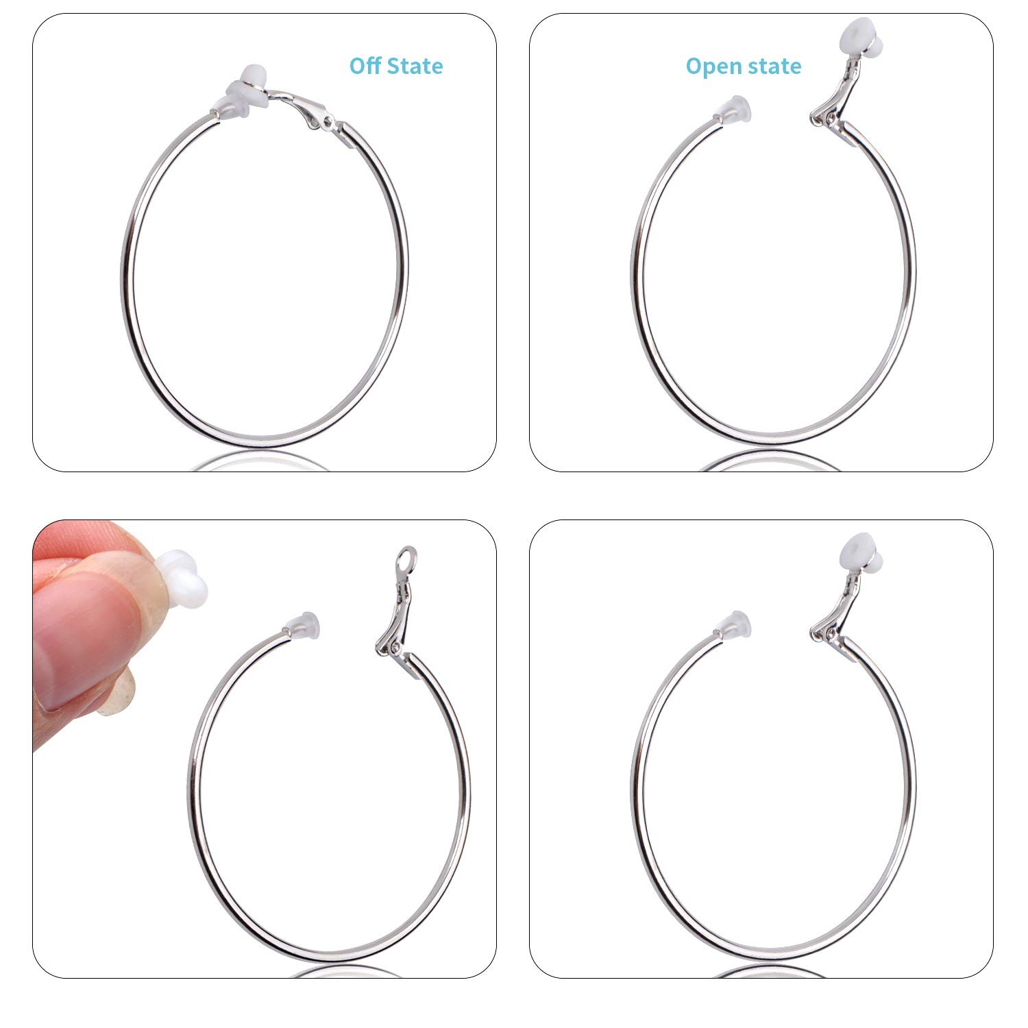 5 Pairs Silver Clip on Earrings Hoop Non Piercing Women Clip Earrings for Women