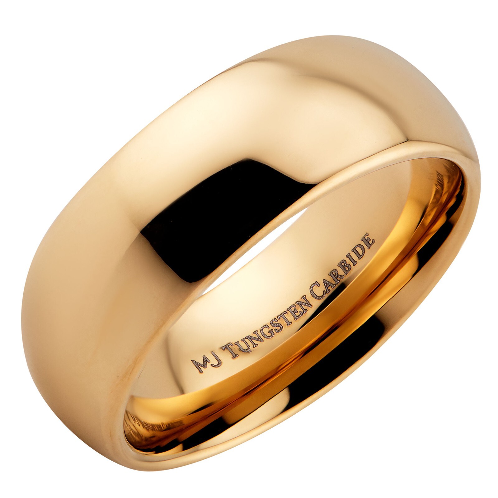 Custom Engraved Gold Plated Tungsten Carbide Classic Half Dome Wedding Band