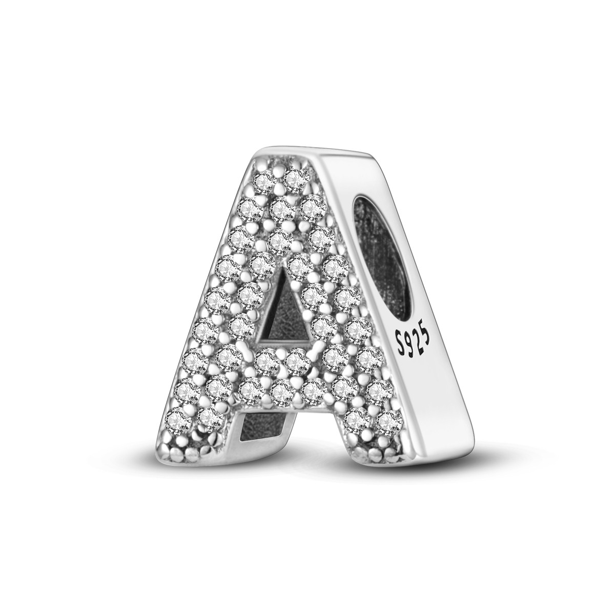 LAZA Original 26 Letters 925 Sterling Silver Charm Clear CZ Fit Women Bracelet