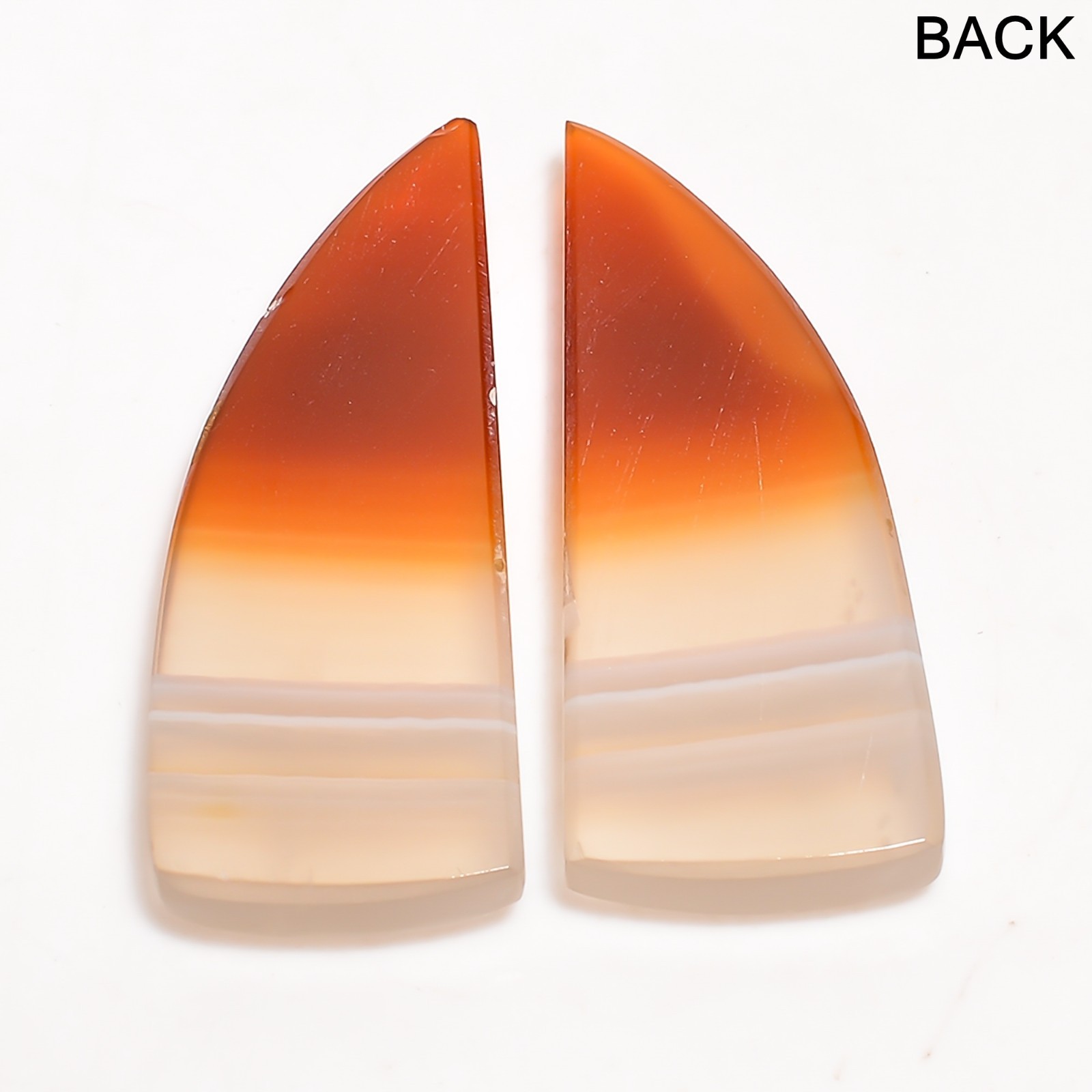 Natural Red Banded Agate Gemstone Match Pair 37x14mm Fancy Shape Earrings Stone