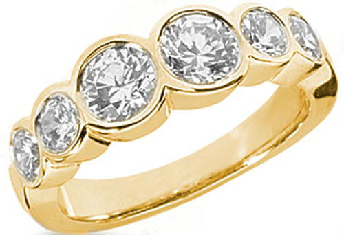 1.5 carat 6 Round Diamond Ring Yellow Gold Wedding Band 2 x 0.45 ct 4 x 0.25 ct