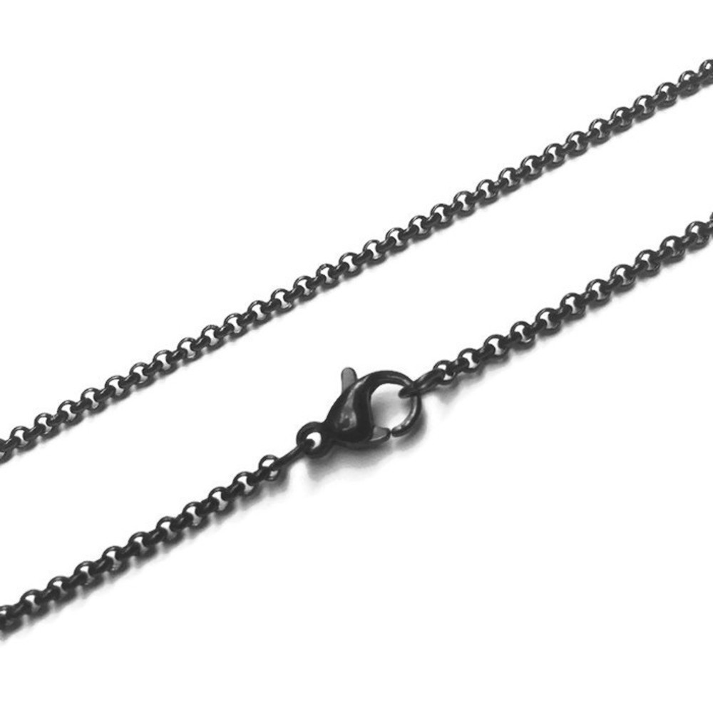 2mm Stainless Steel Black Chain Rolo Round Link Lobster Clasp (16 – 30 inch)