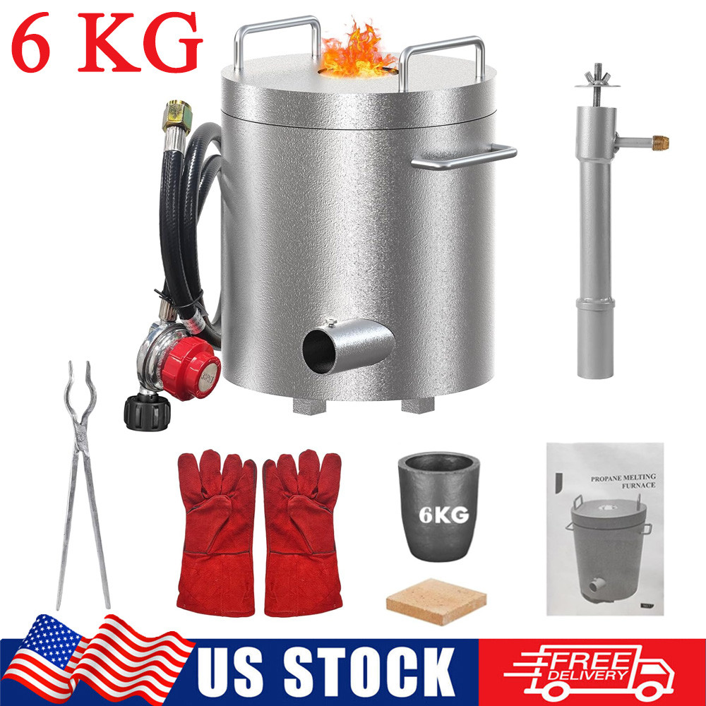 6KG Propane Melting Furnace Foundry Kit Smelt Gold Copper Brass Gas Regulator US