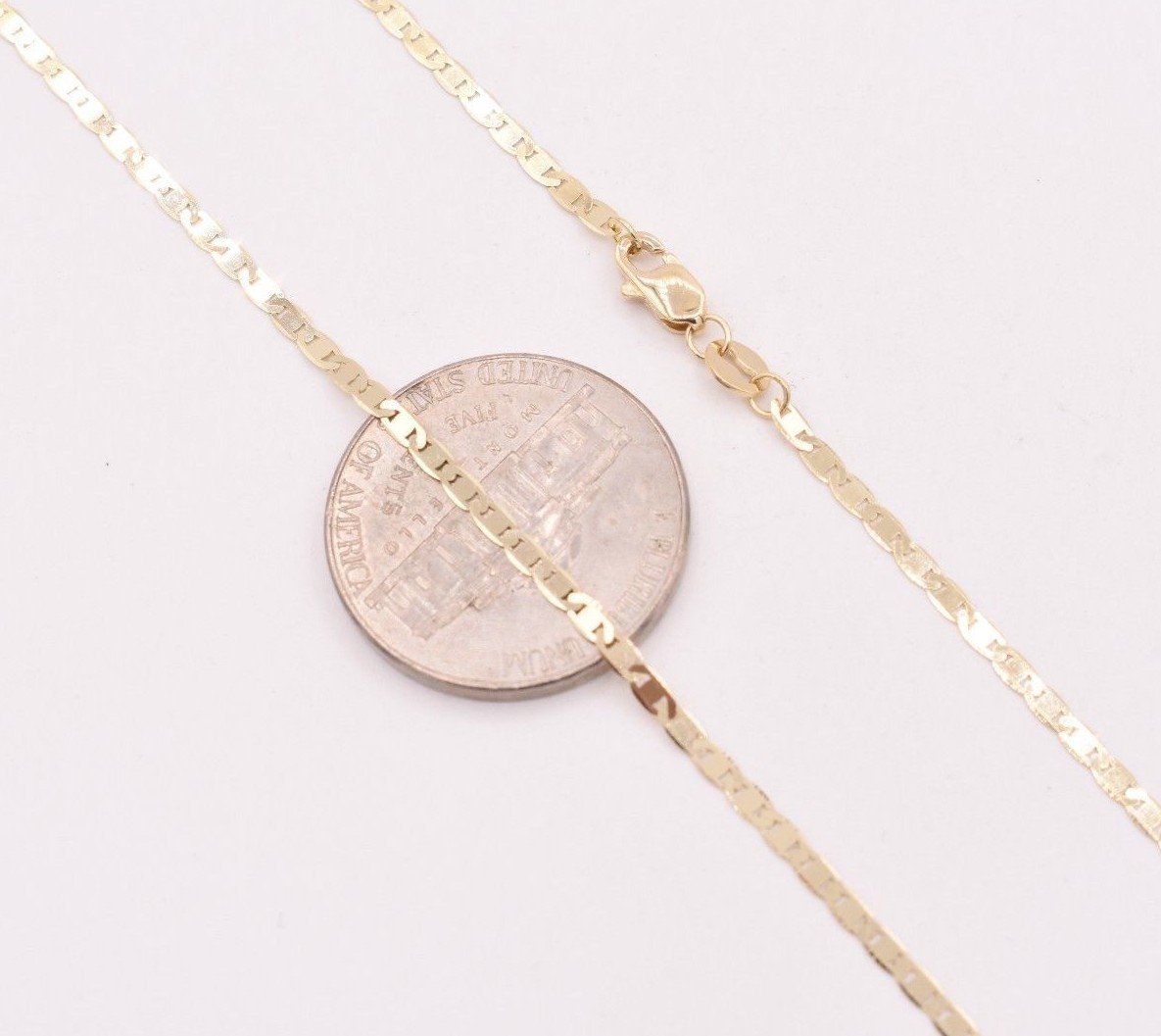 1.7mm Mariner Anchor Link Chain Necklace Real Solid 10K Yellow Gold