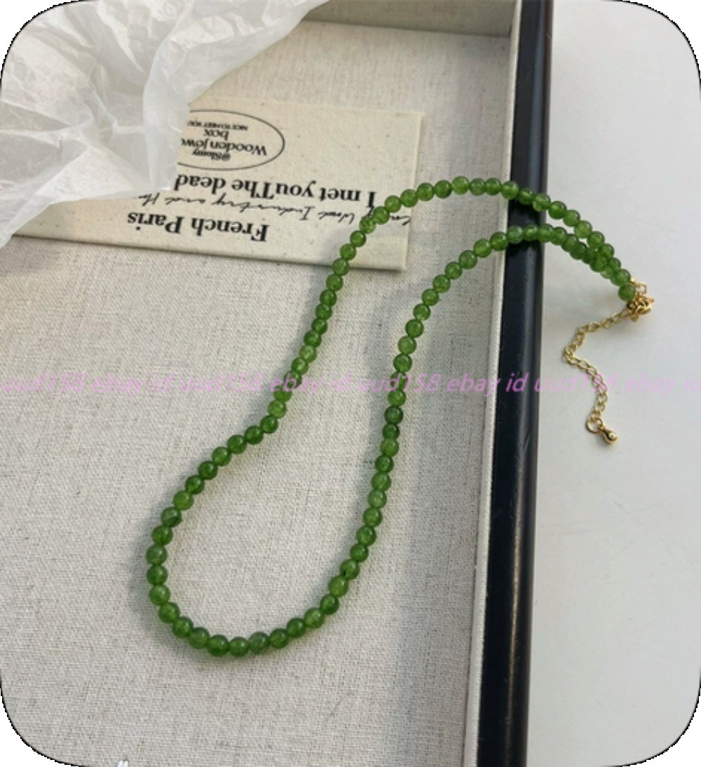 Charming Pretty Natural 4mm Green Jade Gemstone Round Beads Necklace 16-36in