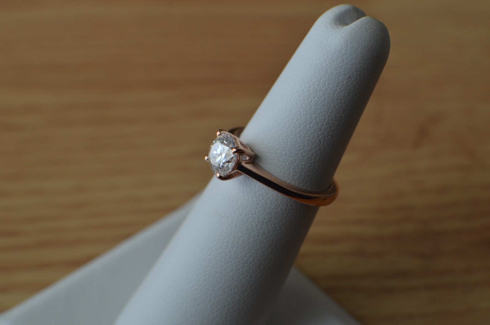 0.75ct Moissanite Solitaire Ring 18k Rose Gold Plated over Fine Silver Size 5