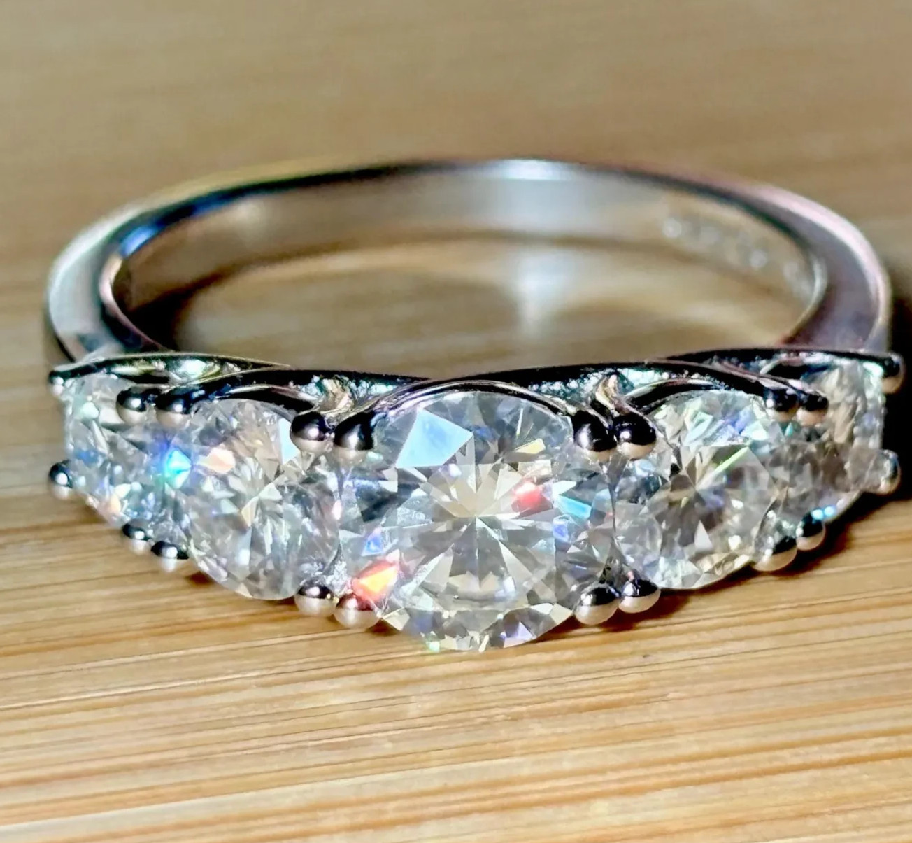 2.50Ct Round-Cut EF/VS1 Lab Grown Diamond Five-Stone Wedding Ring Platinum 950