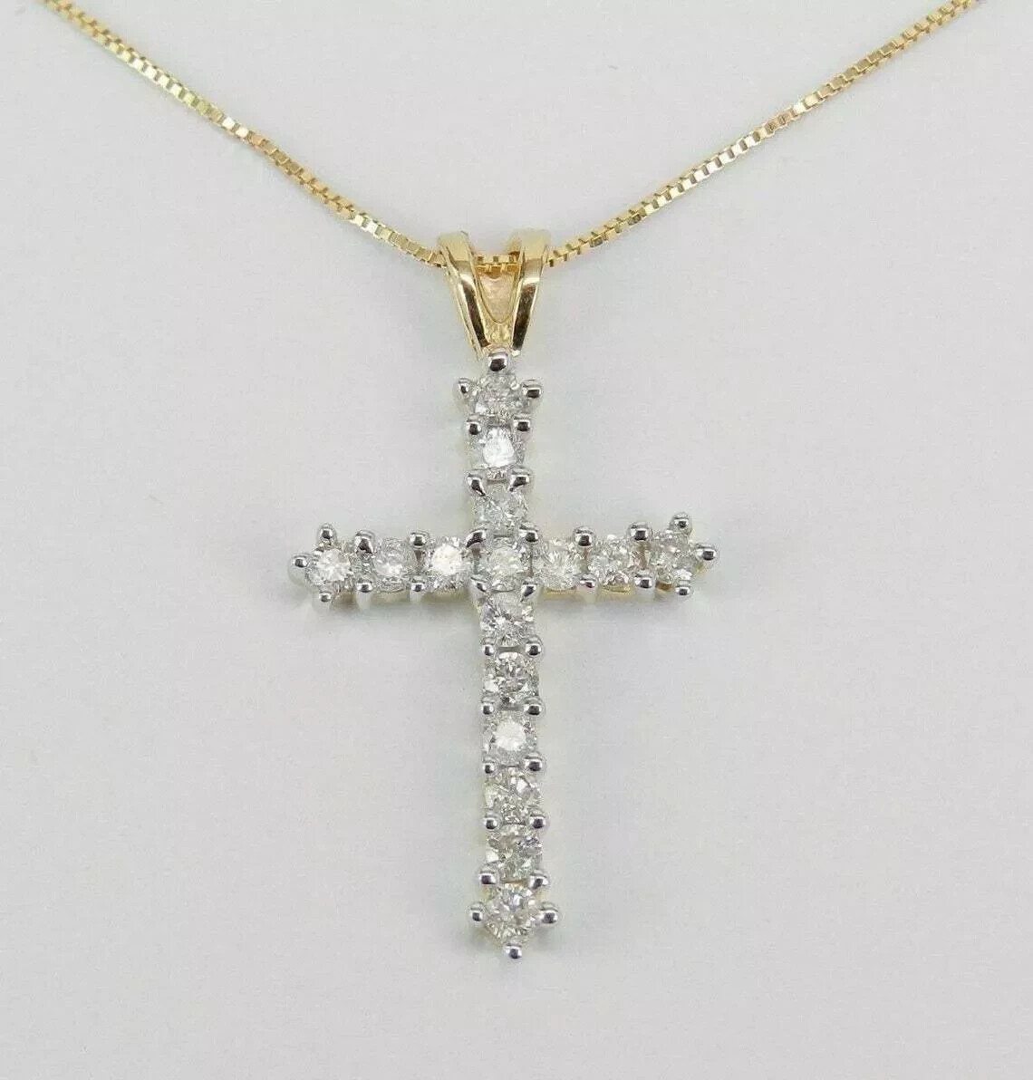 2 CT Round Cut Diamond Cross Pendant Necklace 14K Yellow Gold Over Free Chain