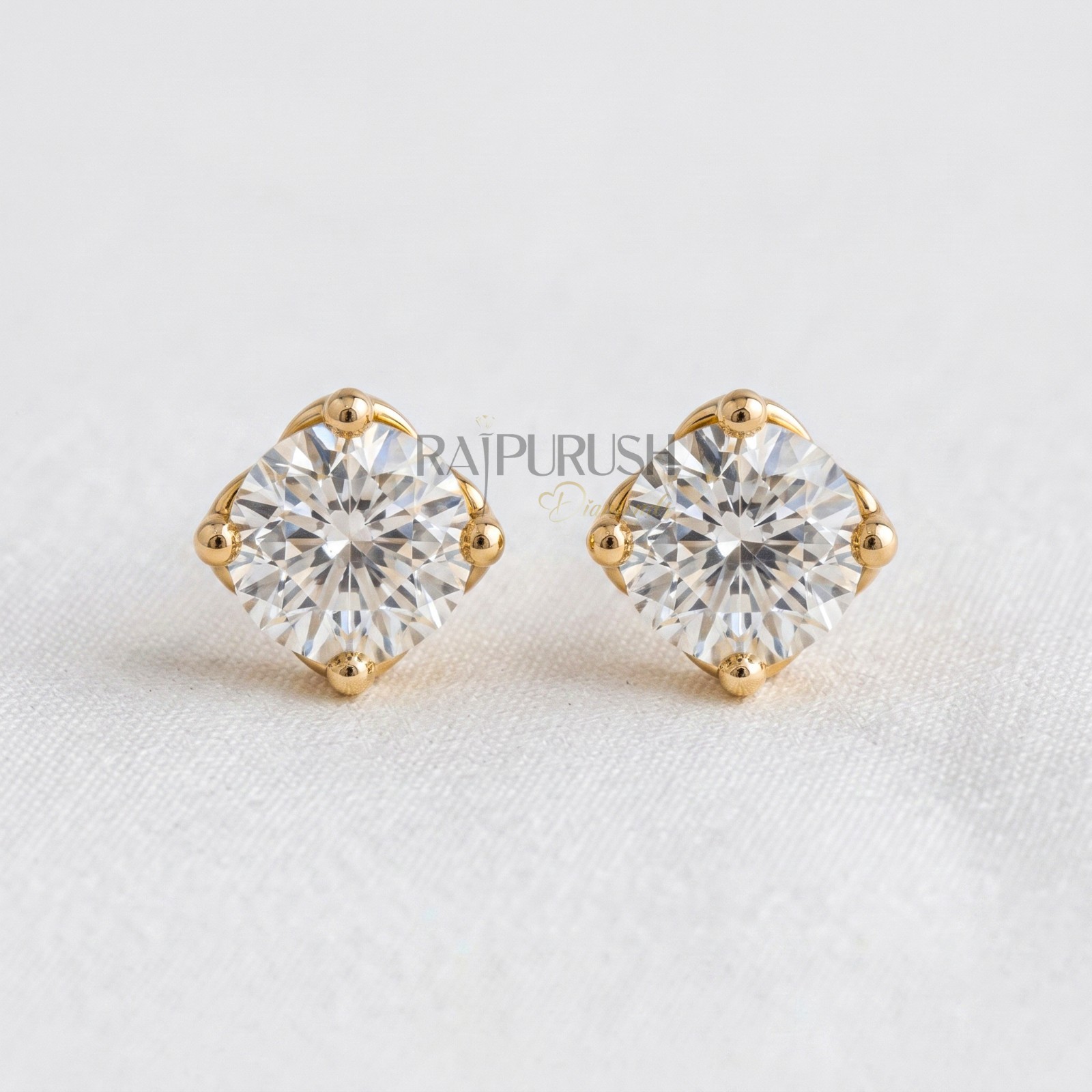 Round Cut Moissanite Solitaire Stud Earrings 925 Silver – Gold/Rose Gold Plated