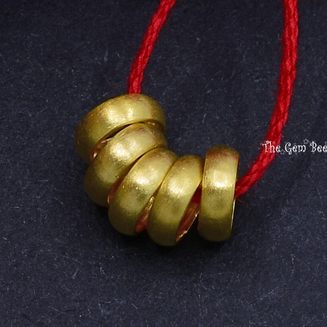 6mm or 5.2mm 18k Yellow Gold Matte Loop Spacer Ring Bead 4.5mm 3.5mm holes