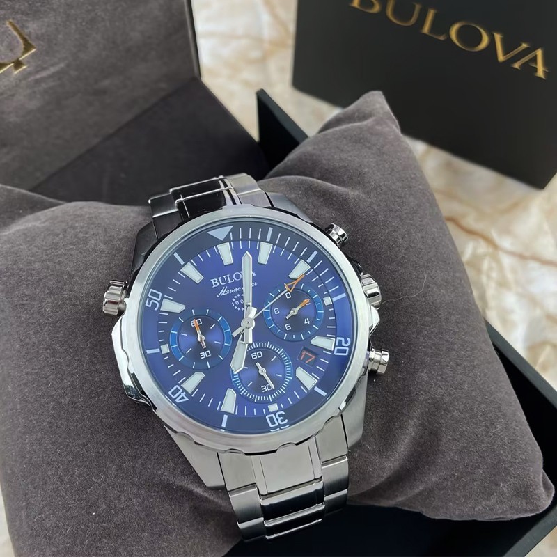 Bulova Marine Star Blue Dial Chronograph Men’s Swiss Quartz 96B256 Watch 43MM