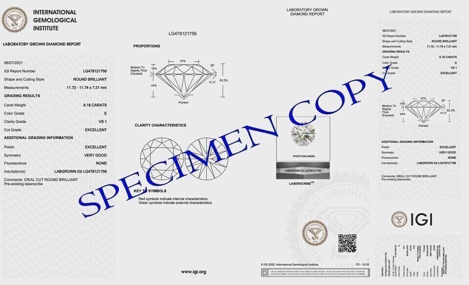 Solid 14k Rose Gold 4.20Ct Round IGI Lab-Grown Diamond Wedding Engagement Ring