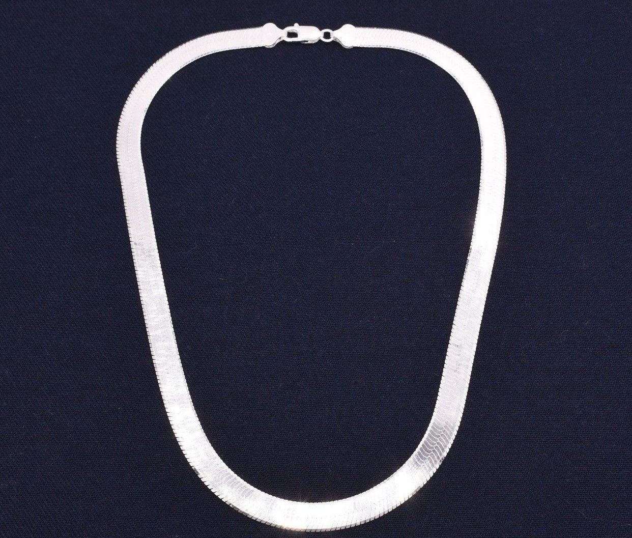 9mm Flexible Herringbone Chain Necklace Real Solid Sterling Silver 925 Italy
