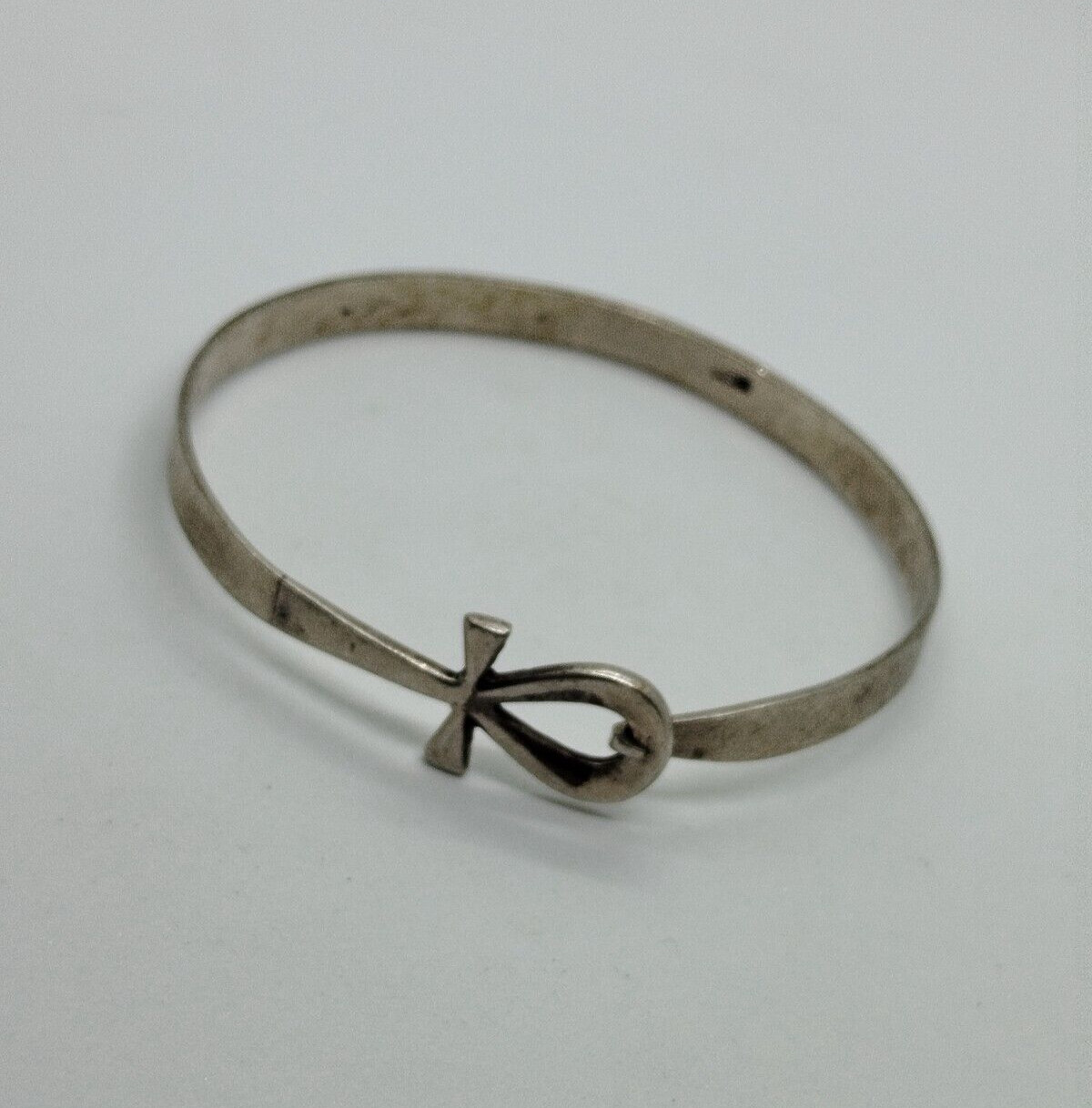 Vtg Egyptian Cross Bracelet Solid Silver 10.6g