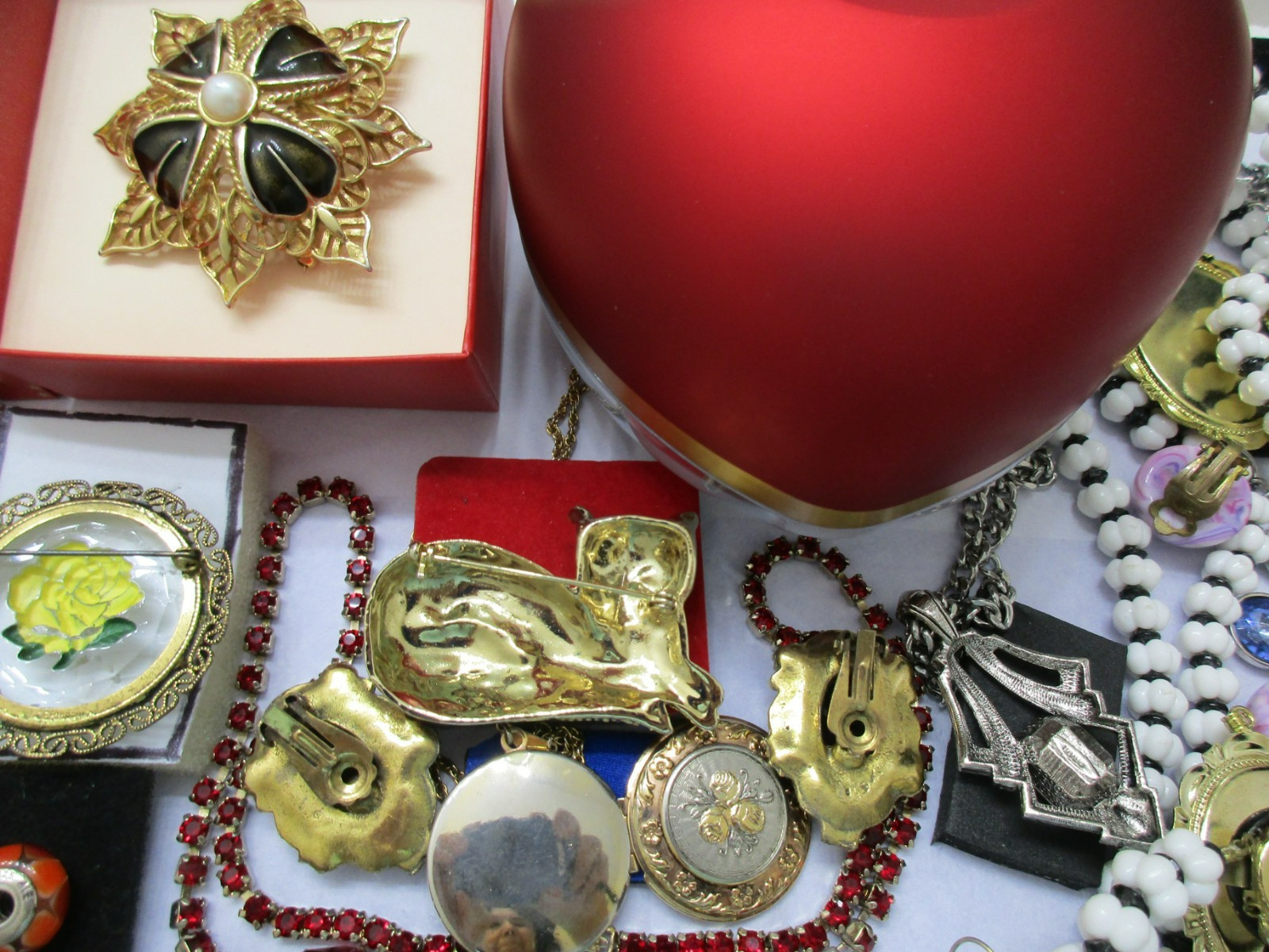 Vtg-Now Jewelry Lot Locket Cameo Heart Box AUSTRIA MONET PANDORA 925 +s/signed