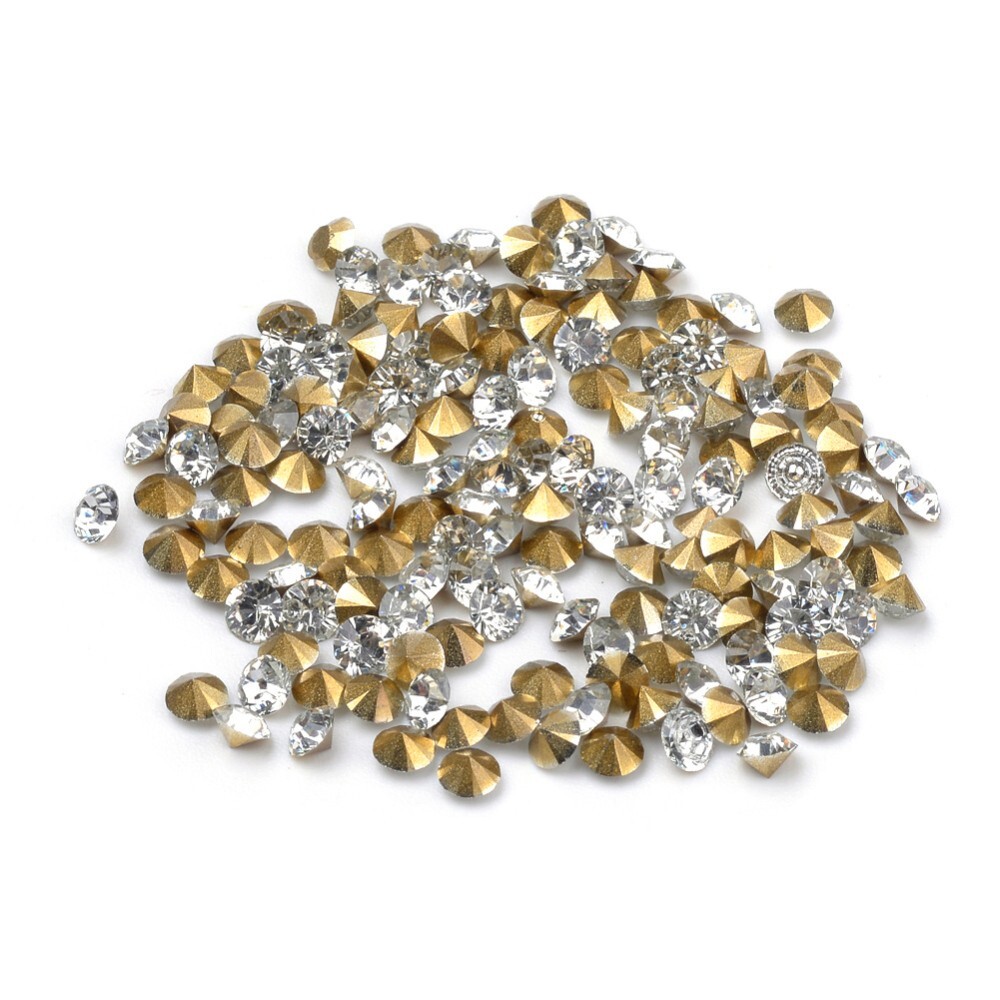 50 Pointed Back Rhinestones Diamond Faceted 3mm Clear Machine Cut Foil Back