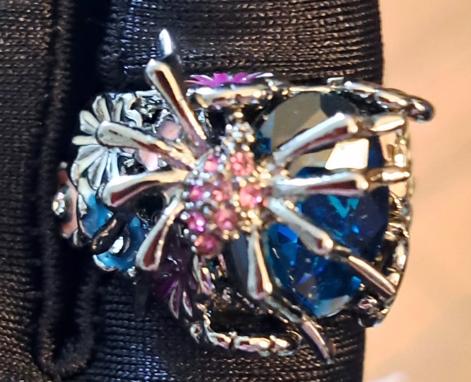 Women’s Spider Faux Blue Sapphire & CZ SIZE 7, 925 Silver Filled Ring