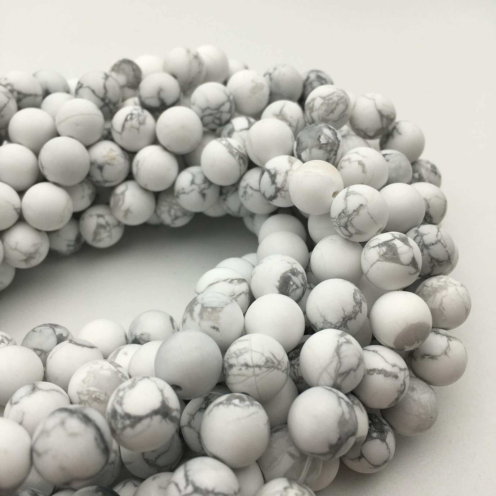 Natural White Howlite Matte Round Beads 4mm 6mm 8mm 10mm 12mm 15.5″ Strand