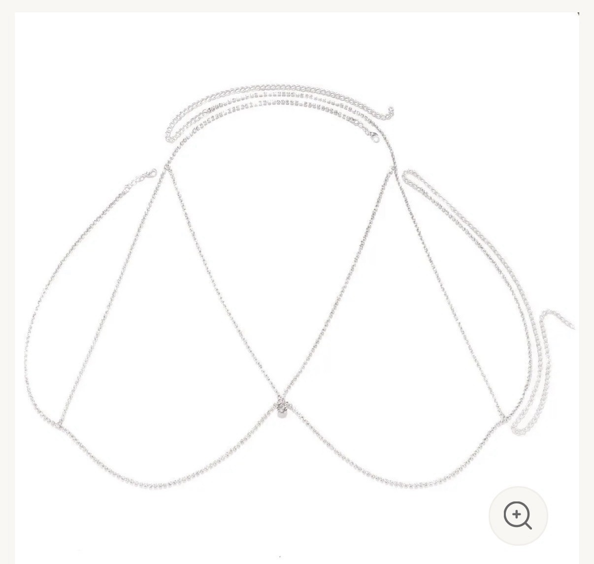 Sexy Silver Rhinestone Body Chain Necklace Crystal Bikini Jewelry for Women