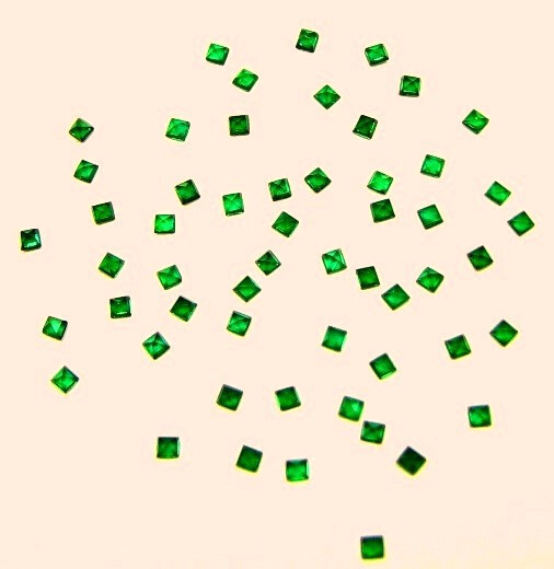 Natural Square Zambian Emerald 0.49 Ct Tol 30 Pieces lot, 1.3 MM Matched