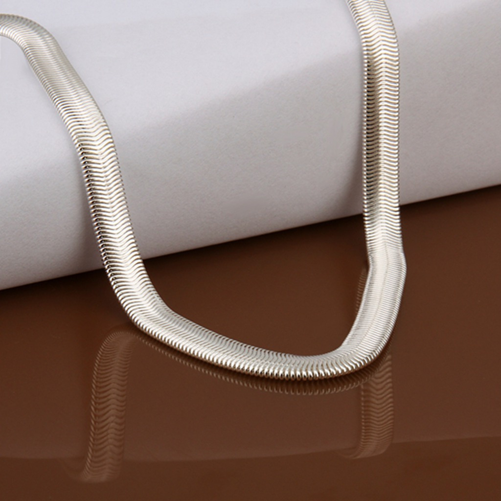 New Sterling Solid Silver Men Women Jewelry Snake Chain 18”- 24” Necklace Gift
