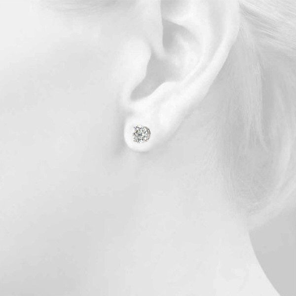 Stienhardt & Stones 1ct Round Lab Grown Diamond Stud Earrings – 14K White Gold