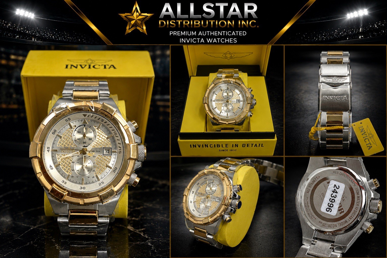 Invicta Aviator Falcon 28120 Men’s Gold & Steel Chronograph 50.5mm Quartz Watch