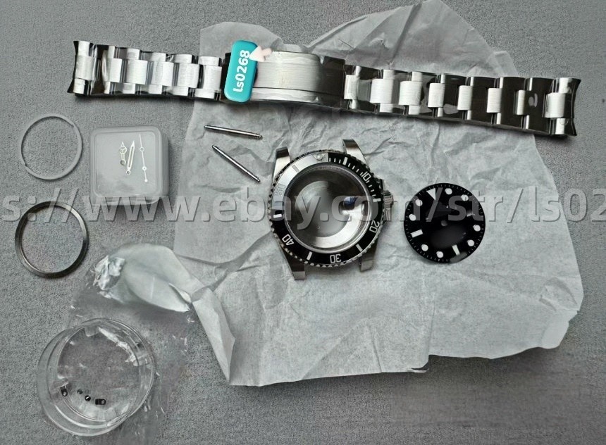 DIY SET for 3135 40MM watch case + dial + hands + Strap sapphire