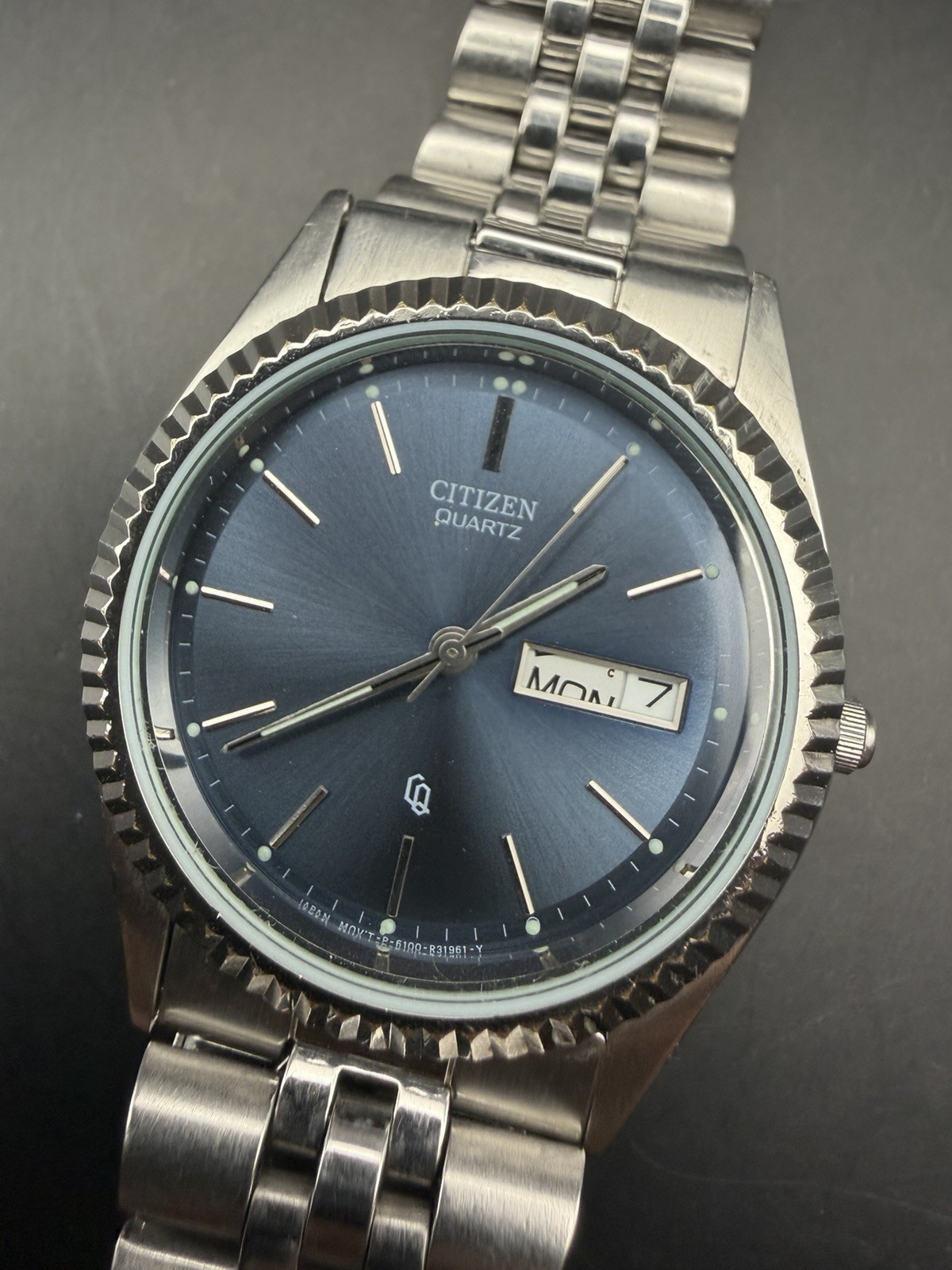 Vintage 1984 Citizen Quartz 6100-R01037 Men’s Watch -Blue Dial Original Bracelet